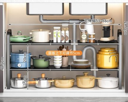 Kitchen sink retractable storage